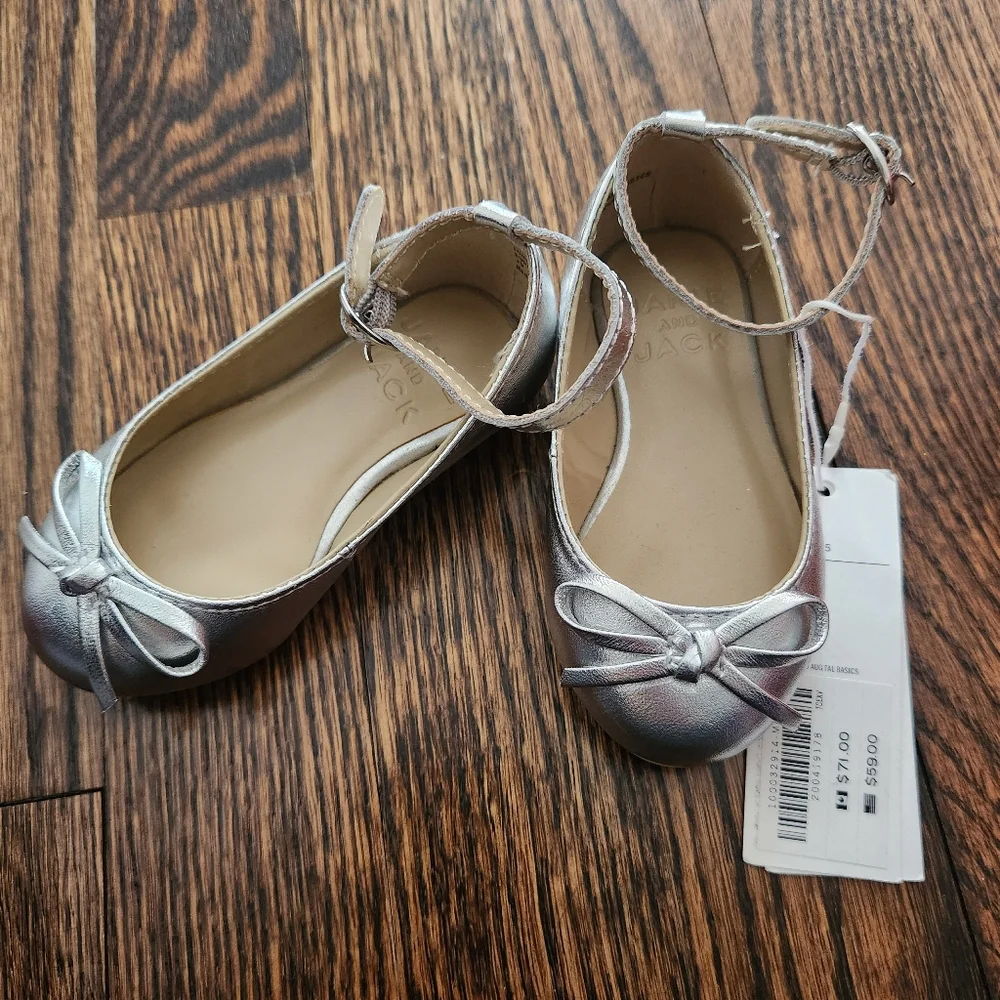 Janie and Jack Metallic Ankle Strap Bow Ballet Flat